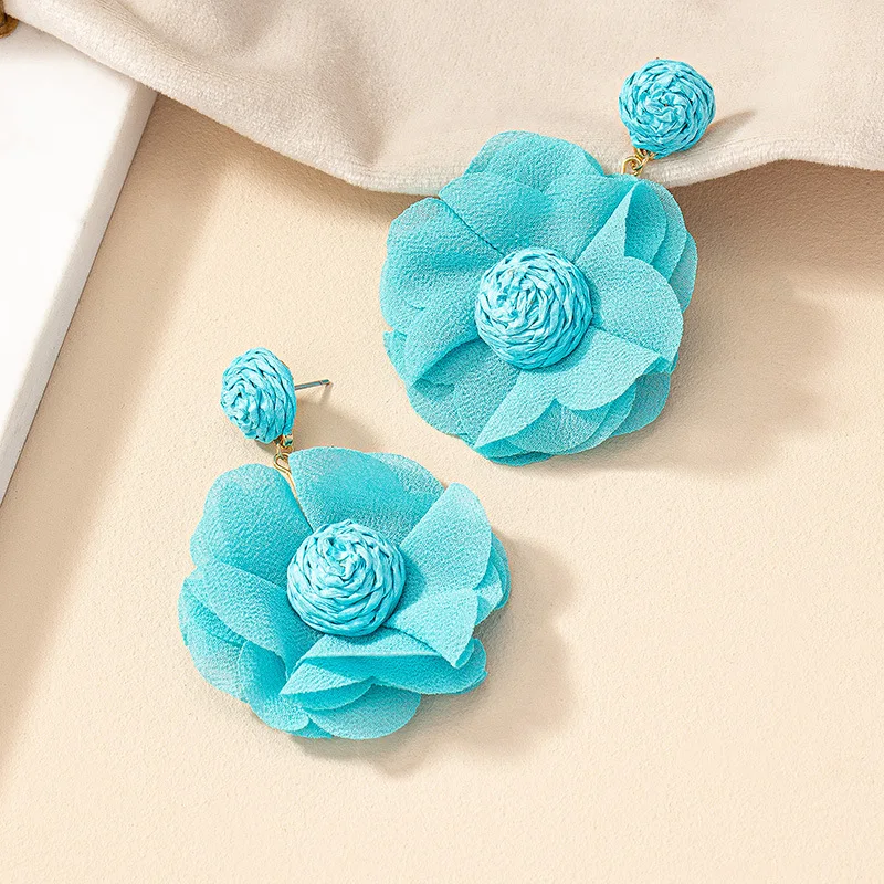 Винтажные серьги в виде цветов из ткани для женщин женские элегантные