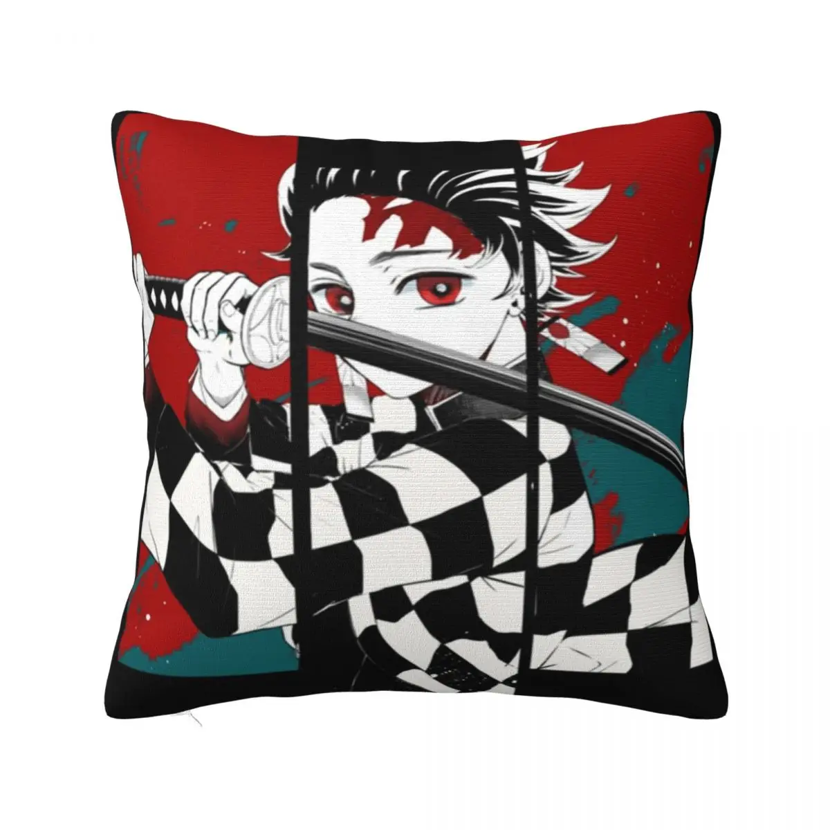 

Demon Slayer Tanjiro Kamado Pillow Case Kimetsu no Yaiba Summer Colored Pillowcase Polyester Bedroom Zipper Cover
