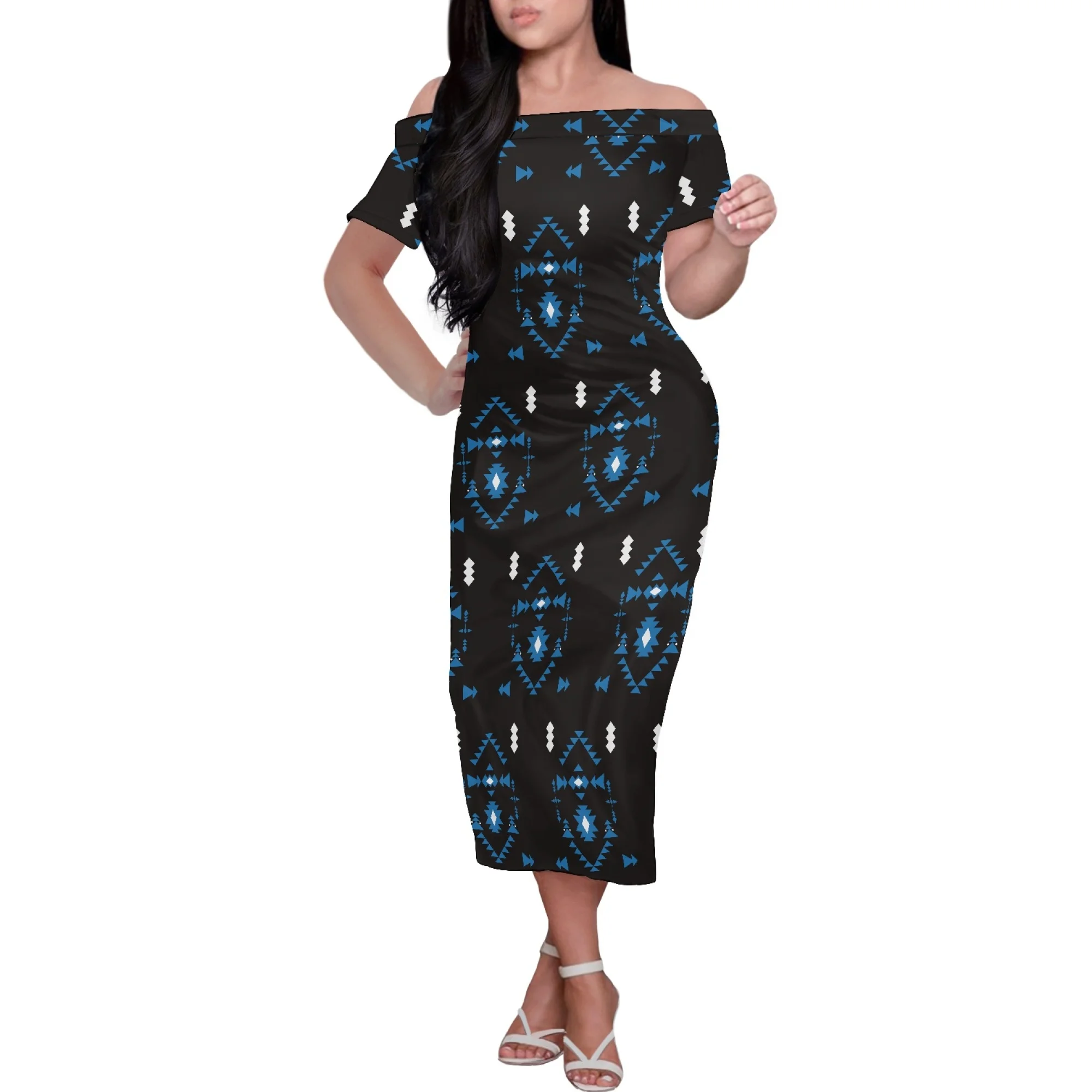 

Новейший дизайн, Клубное женское платье с открытыми плечами, полинезийское традиционное племенное платье с запахом, модное роскошное банке...