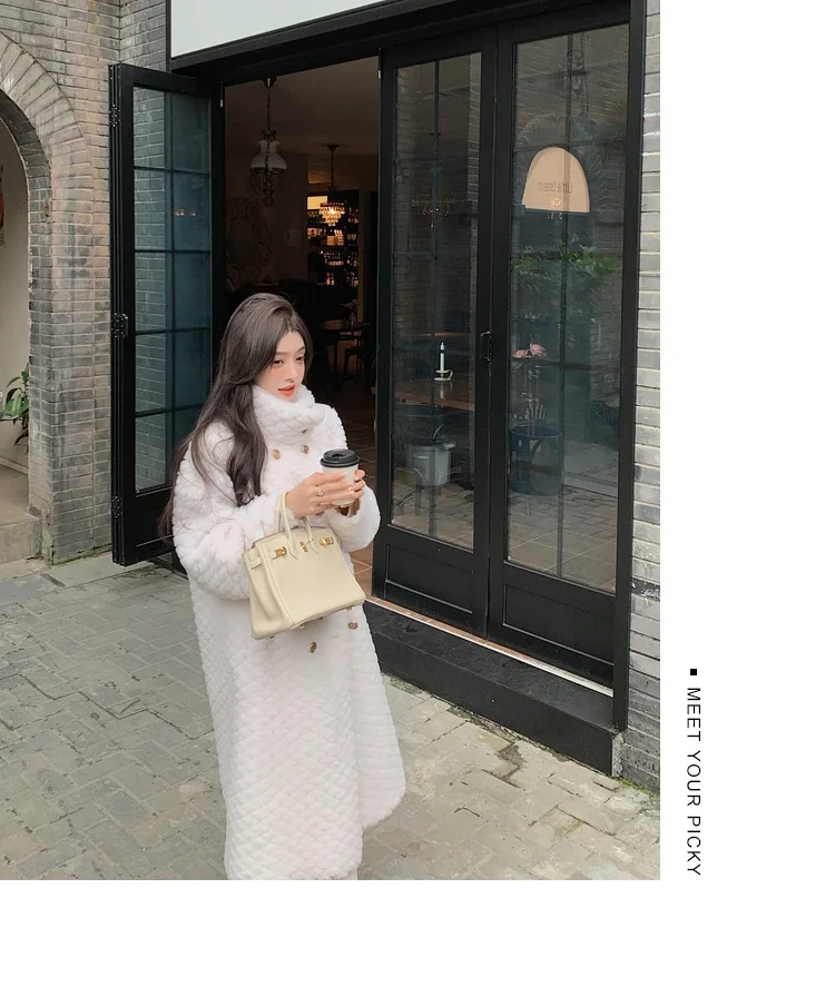 2022 New Women's Lamb Wool Grain Sheep Shearling Coat Autumn Winter Warm Fur Coat Casual Solid Color Lady Jackets Mid-length