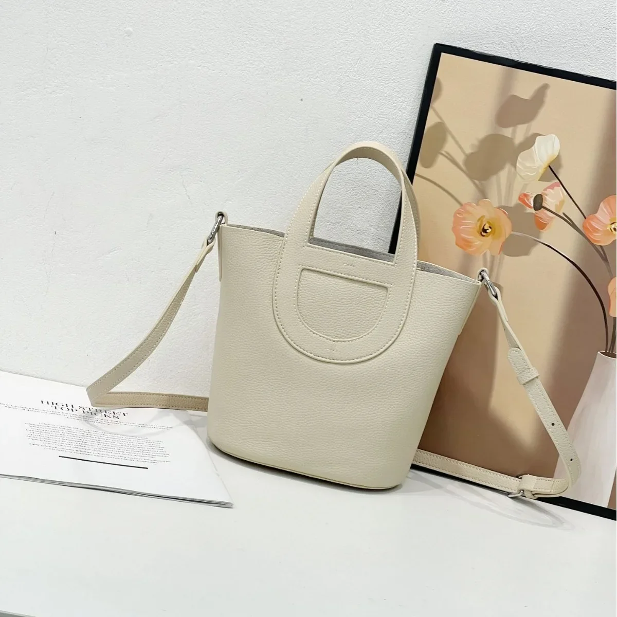 Высококачественная модная универсальная сумка-мешок из мягкой бычьей кожи