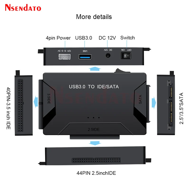 2.5 3.5 Hard Disk Universal Adapter USB3.0 USB 3.0 Data Transfer to SATA IDE Combo External Converter for Optical Drive HDD SSD