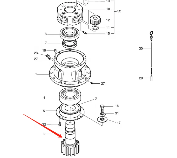 

DX225LC DX230LC Excavator Hydraulic Parts Drive Shaft K1038207