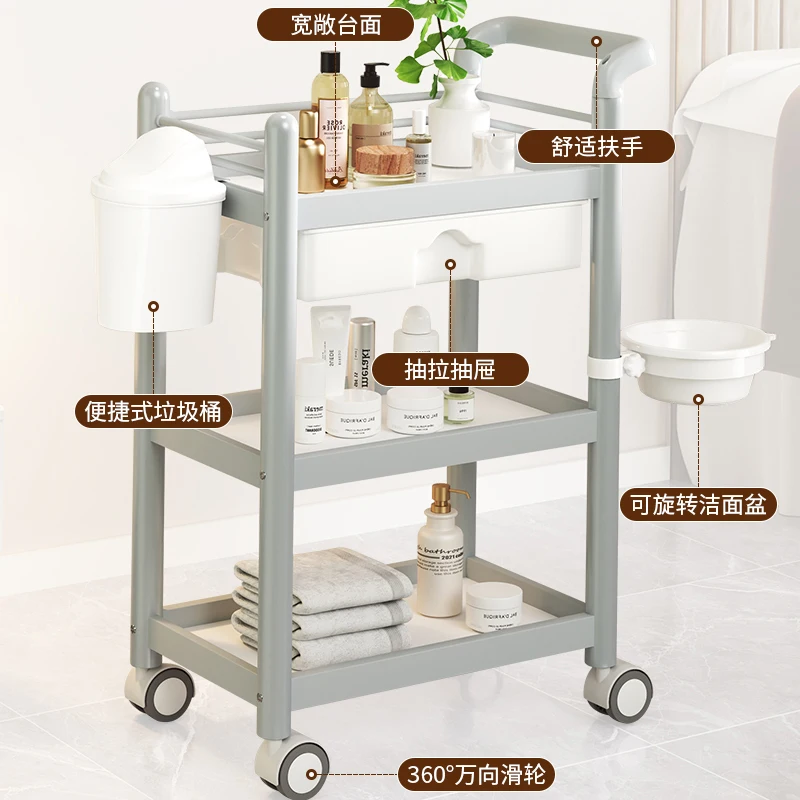 Косметическая роликовая тележка для салона красоты маникюра тату ресниц чайного