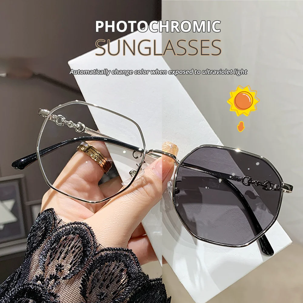 Фотохромные солнцезащитные очки для близорукости женские коричневые серые UV400