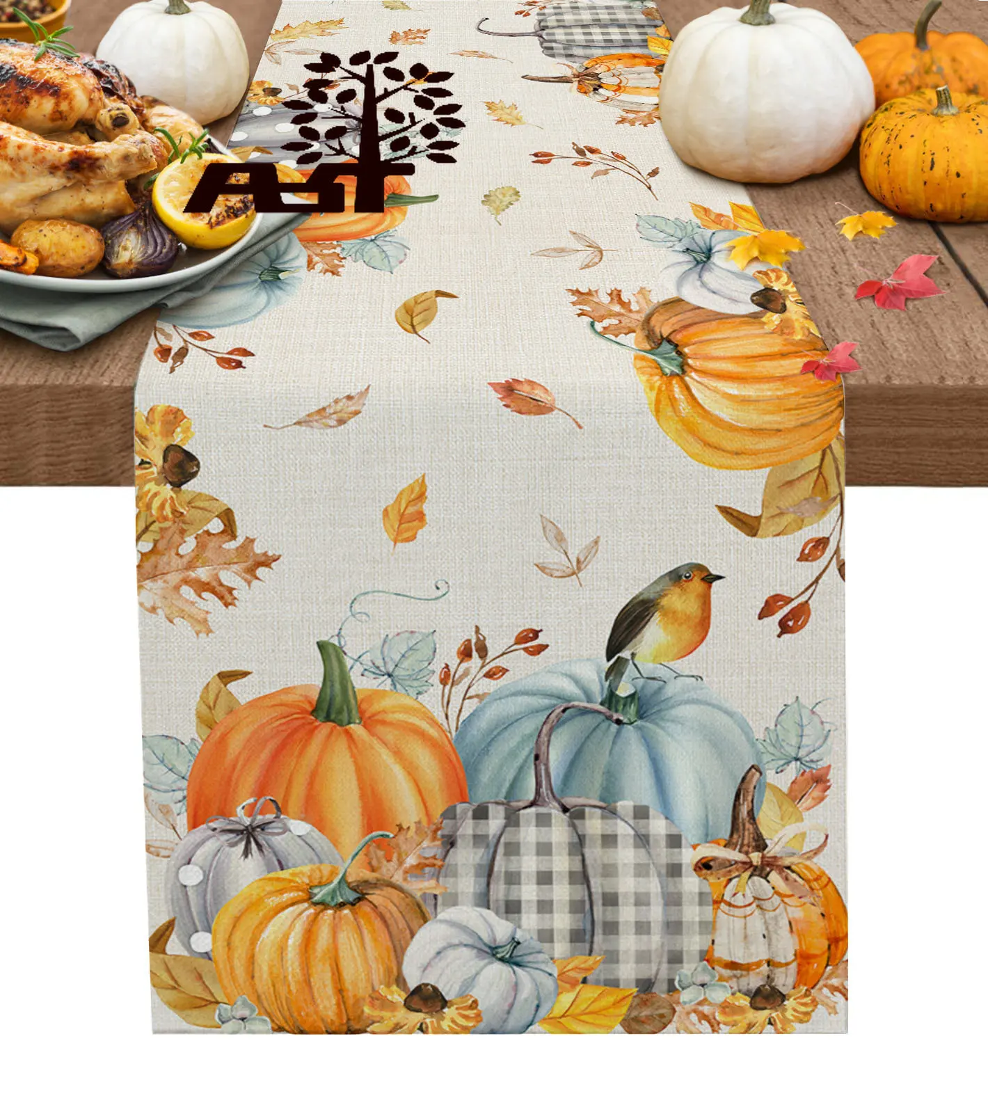 

Настольная дорожка на День Благодарения, осень, тыква, кленовый лист, украшение для свадебного стола, кофейный столик, искусственная Обложк...