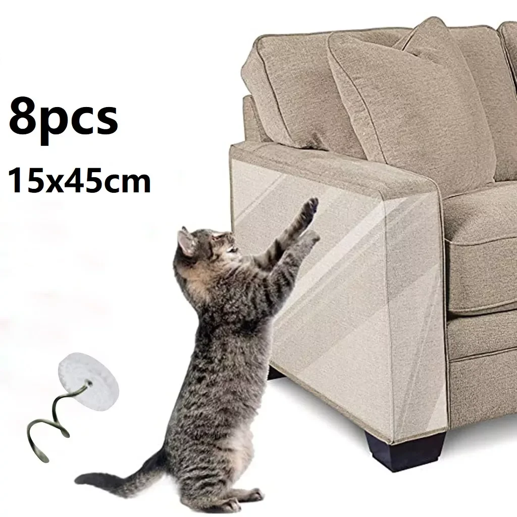 

2023New 8pcs Cat Scratcher Post Deterrent Double Anti-scratch Tape Cat Couch Furniture Protector Cat Scratch Guards Sofa Protect