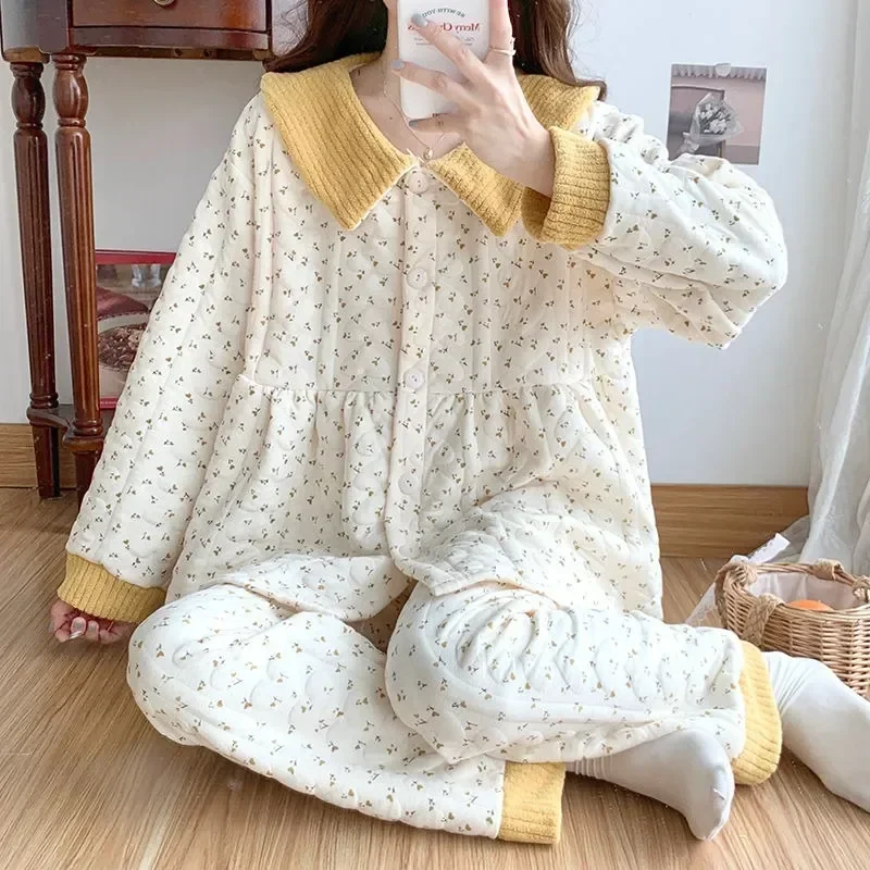 

Air Pure Loungewear 2023 New Winter Postpartum Pajamas Warm Homewear Autumn Cotton Pregnant Women Breastfeeding Sleepwear