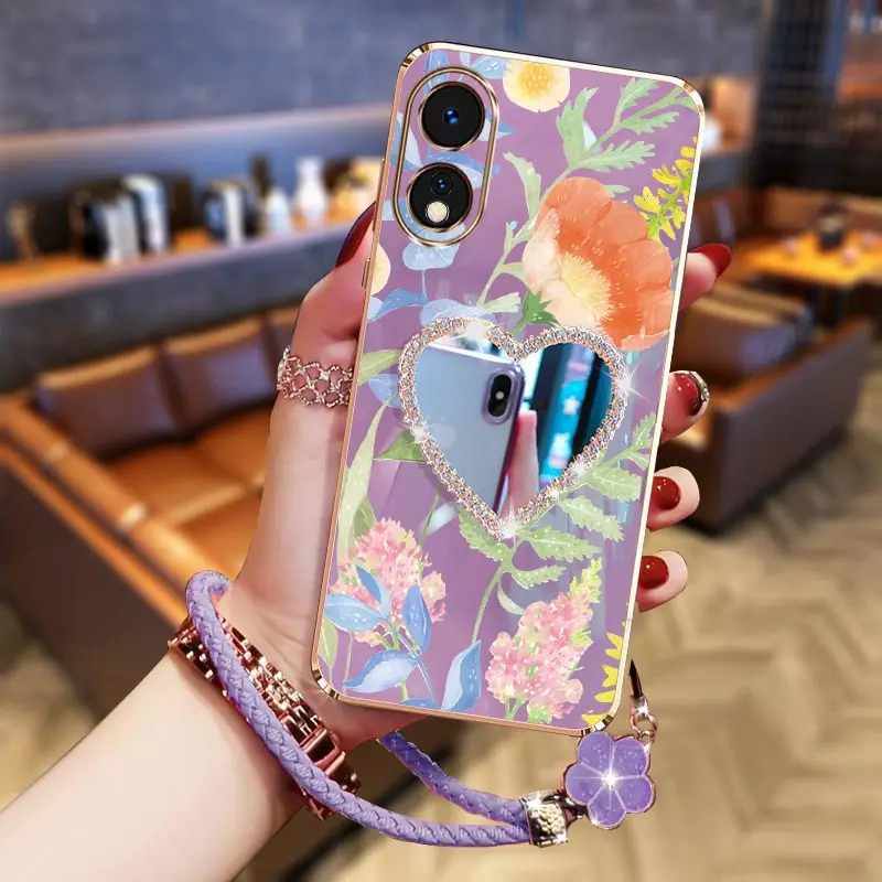 Чехол для телефона A38 Magic Flower Bracelet Plating для Oppo A38 A32 A57E A57 A55 A54 A60 F25Pro F19Pro A58 A94 A54S A83 A77 A53 Cover (art.: 3920d33dedaa5) - 3920d33dedaa5