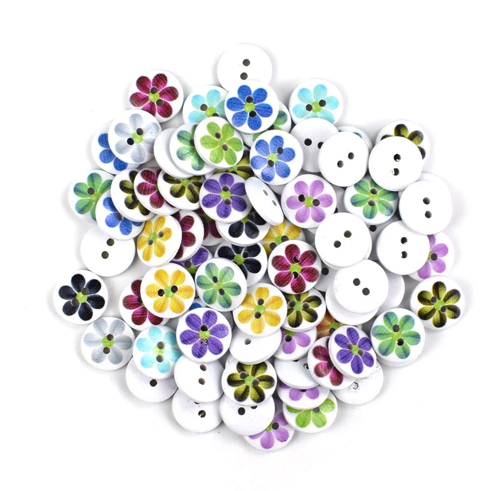 

100 шт., деревянные пуговицы для одежды, 15 мм