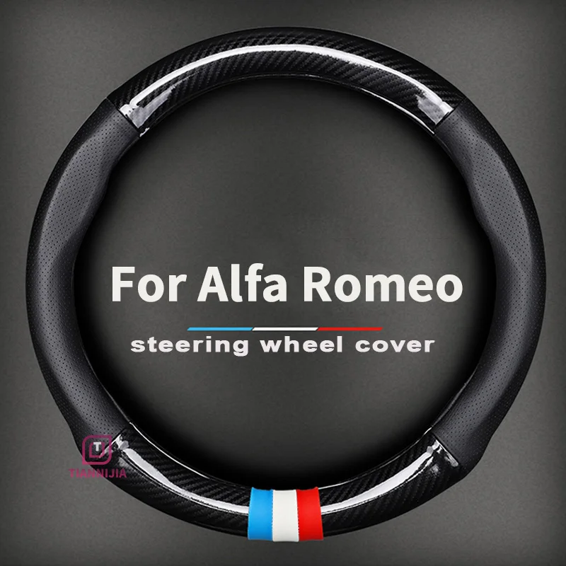 

Carbon Fiber Leather Car Steering Wheel Cover For Alfa Romeo Giulia Giulietta 159 156 Tonale MiTo Stelvio164 Accessories