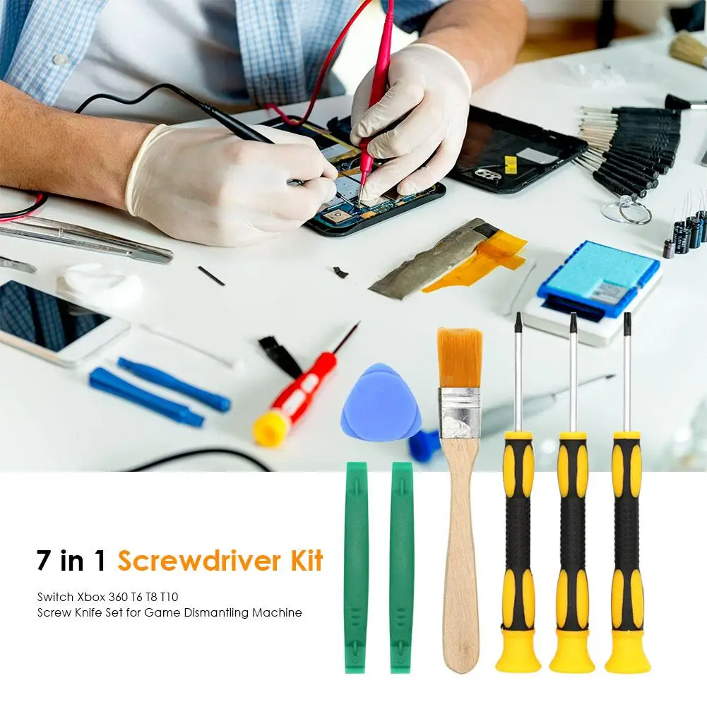 

Набор многофункциональных отверток 7 в 1, инструмент для демонтажа игровых автоматов для Switch Xbox360 T6 T8 T10 с высокой мощностью