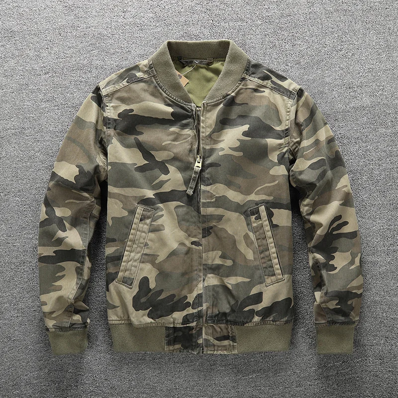 Camouflage Jacket Men Tactical Military Camo Jacket Oversize Green Casual Zip Up Male Loose Coat Cotton Long Sleeve Outerwear