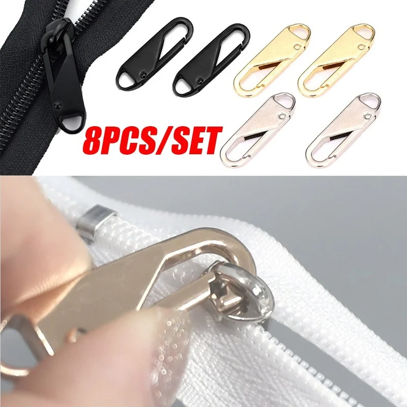 

2/8pcs Fashion Zipper Slider Puller Instant Zipper Repair Kit Replacement for Broken Buckle Travel Bag Suitcase Zipper Head