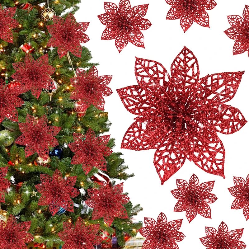 5/10 шт. рождественский цветочный орнамент блестящая искусственная цветочная