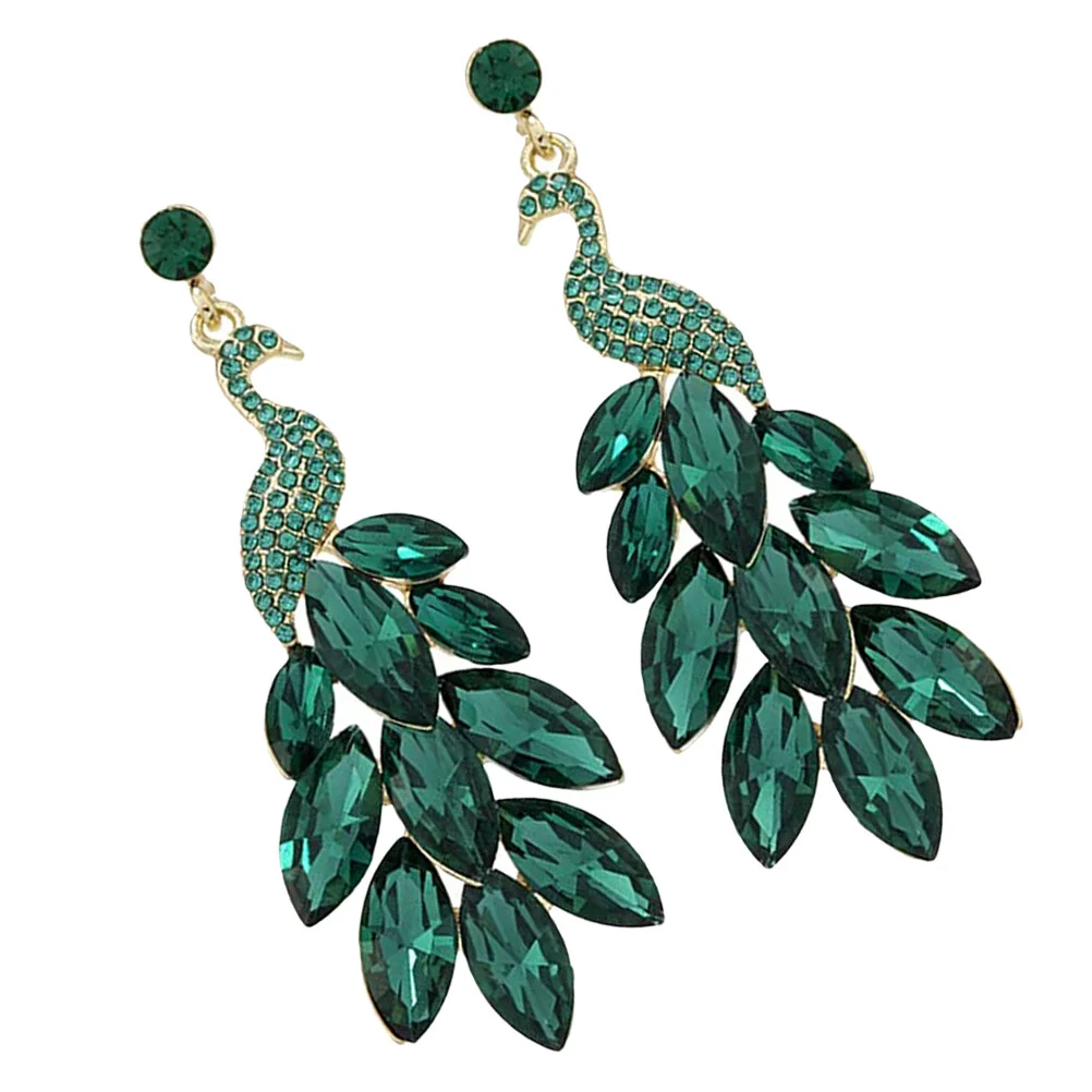 

Peacock Earrings Womens Retro Fashion Jewelry Women’s Dangle Statement Accessories Drop Crystal