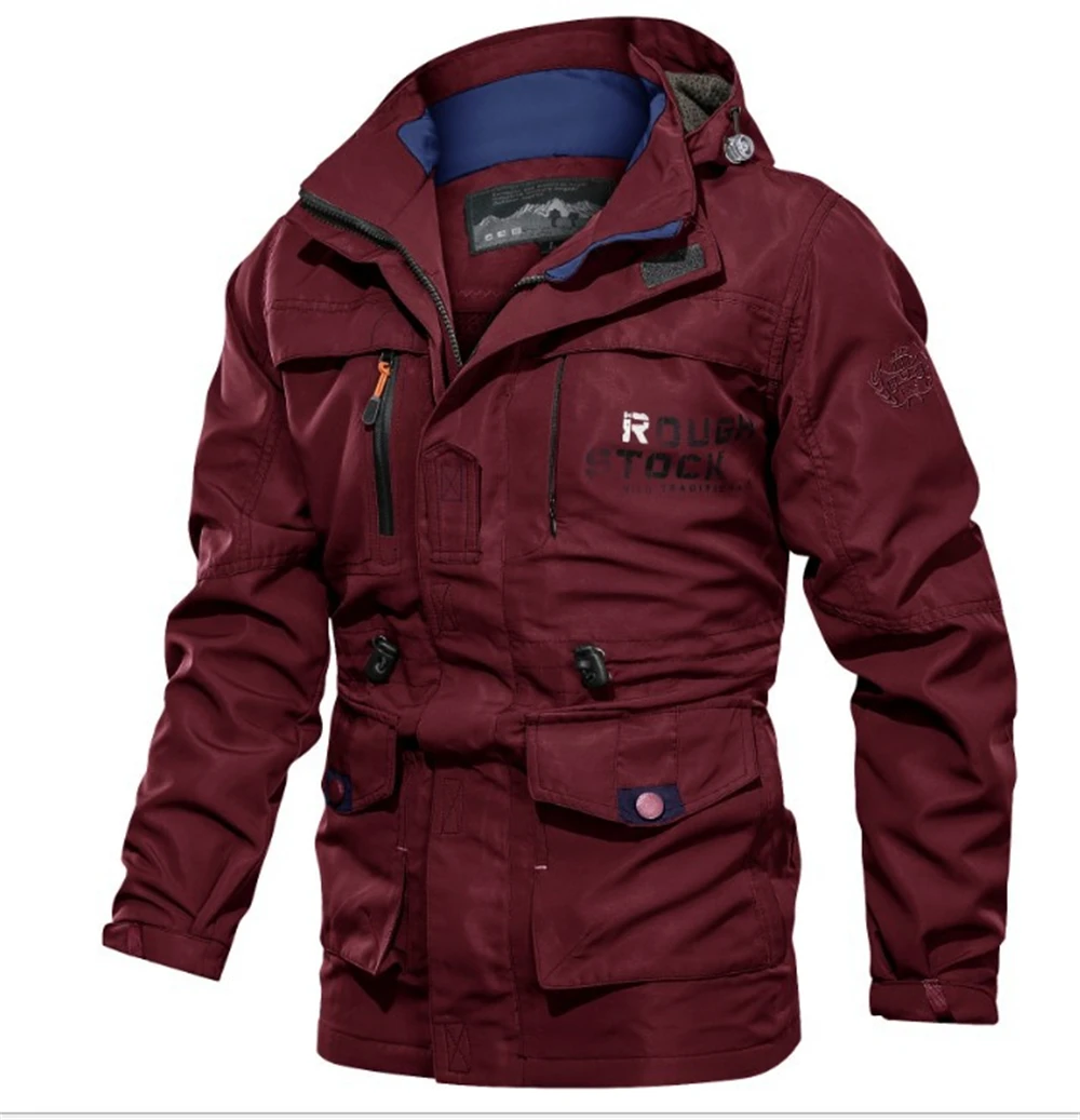 

Outdoor Assault Suit Winter Plush Thick Men's Coat Windproof Waterproof Mountaineering Suit Men's Large Multi Pocket Work Jacket
