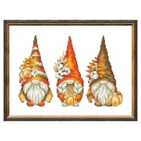 autumn gnomes cross stitch package kits 18ct 14ct 11ct unprint canvas cotton thread embroidery diy handmade needlework