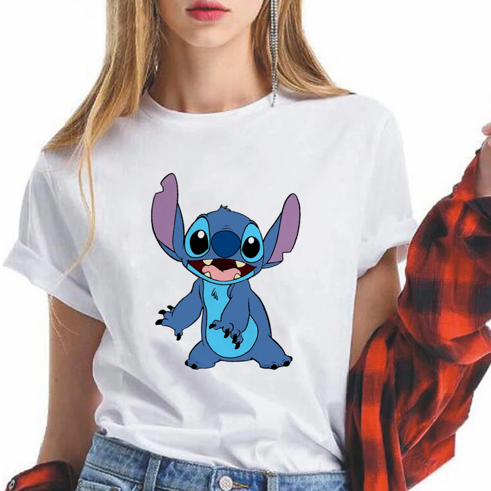 

Women's Fashion T-Shirt Lilo Stitch Harajuku Kawaii Tshirts Lovely Cartoon Female Printed T Shirt Cute Casual Tops Comfortable