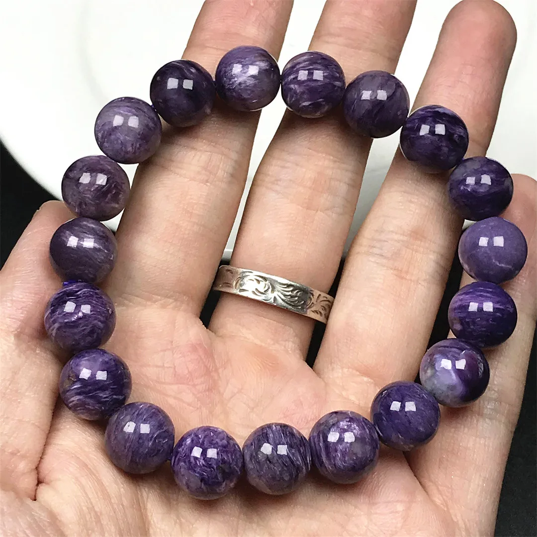 

11mm Natural Purple Charoite Stone Bracelet For Women Lady Men Beauty Gift Reiki Gemstone Beads Crystal Jewelry Strands AAAAA