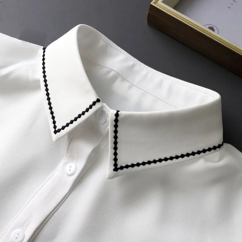 Вышивка ложный воротник женский кружевной съемный с лацканами рубашка топ