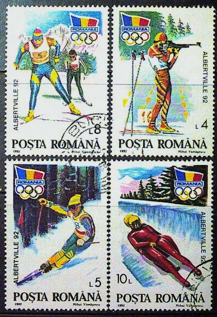 

4 шт./компл. почтовые марки Румынии 1992, для зимних спортивных игр, почтовые марки для коллекционирования