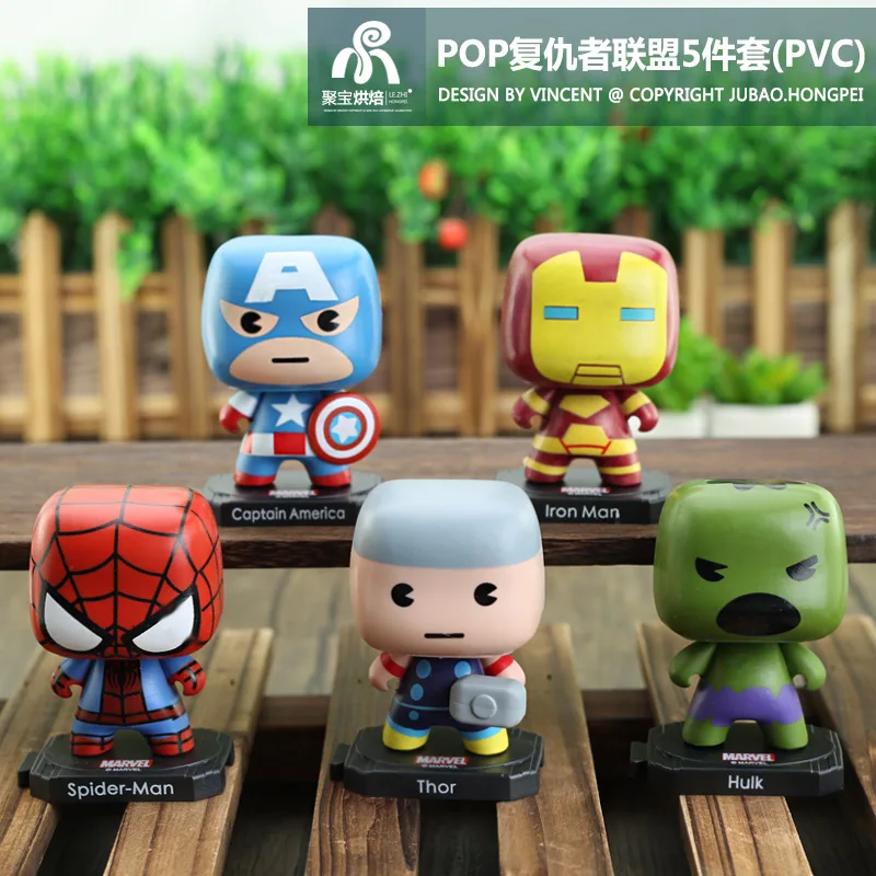 

5 Pcs Avengers Anime Figure Spider-Man Iron Man Captain America Action Figures Model Doll Toy Ornament
