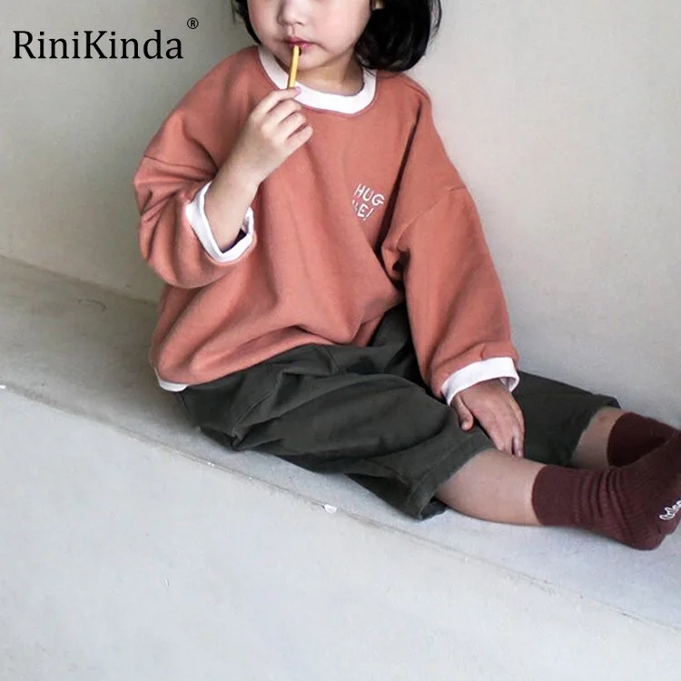 

RiniKinda Children's Clothes Autumn Long Sleeve Sweaters Baby Boys Girls Cute Letter Tops Casual Sweatershirt Outwear