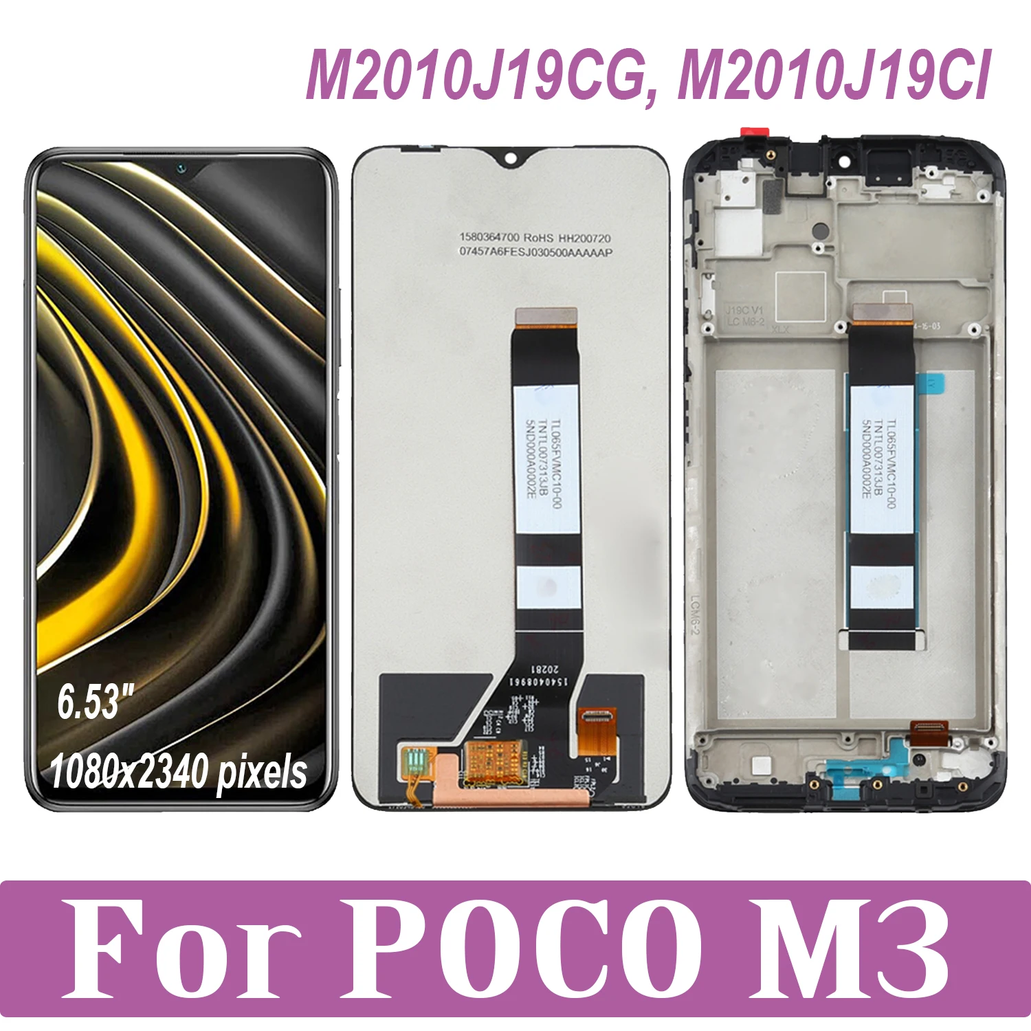 

6.53'' Original For Xiaomi Poco M3 M2010J19CG M2010J19CI LCD Display Touch Screen Digitizer Assembly For PocoM3 LCD Replacement