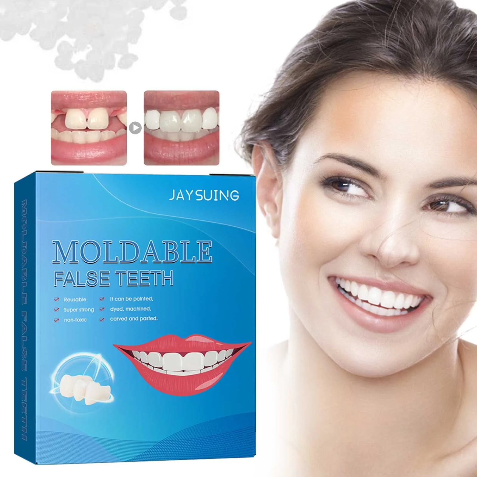 Three Scouts Cosmetic Teeth for Women Plastic Teeth Glue Makeup Dentures Modified Temporary Filling Teeth Filling Teeth Glue Fak