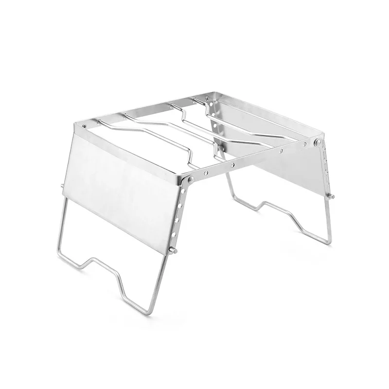 

Outdoor Camping Stainless Steel Grill Portable Folding BBQ Grill Barbecue Carbon Heating Stove Card Type Folding Windproof Stove