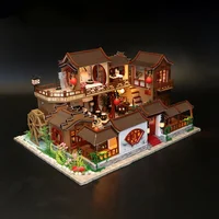 New 1 24 Scale Wooden Miniature DIY Cottage Building Model Creative Chinese Style Datang Ancient Town Handmade For Gifts