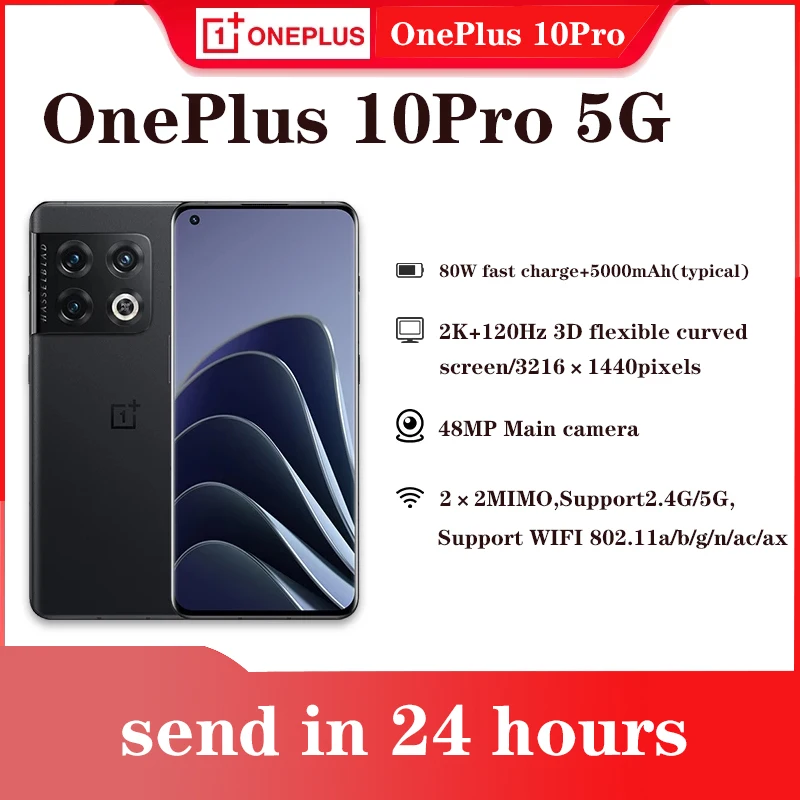  Смартфон Oneplus 10 Pro, телефон с глобальной прошивкой, Snapdragon 8 Gen 1, 5000amh, 80 Вт, SuperVooc, 6,7 дюйма, 120 Гц, LTPO2 AMOLED, камера 48 МП, NFC 