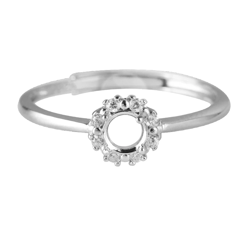 

Женское Обручальное кольцо из серебра 925 пробы с круглым кабошоном 4x4 мм, кольцо с полуобручальным цирконием и фианитом, с оправой из драгоценного камня