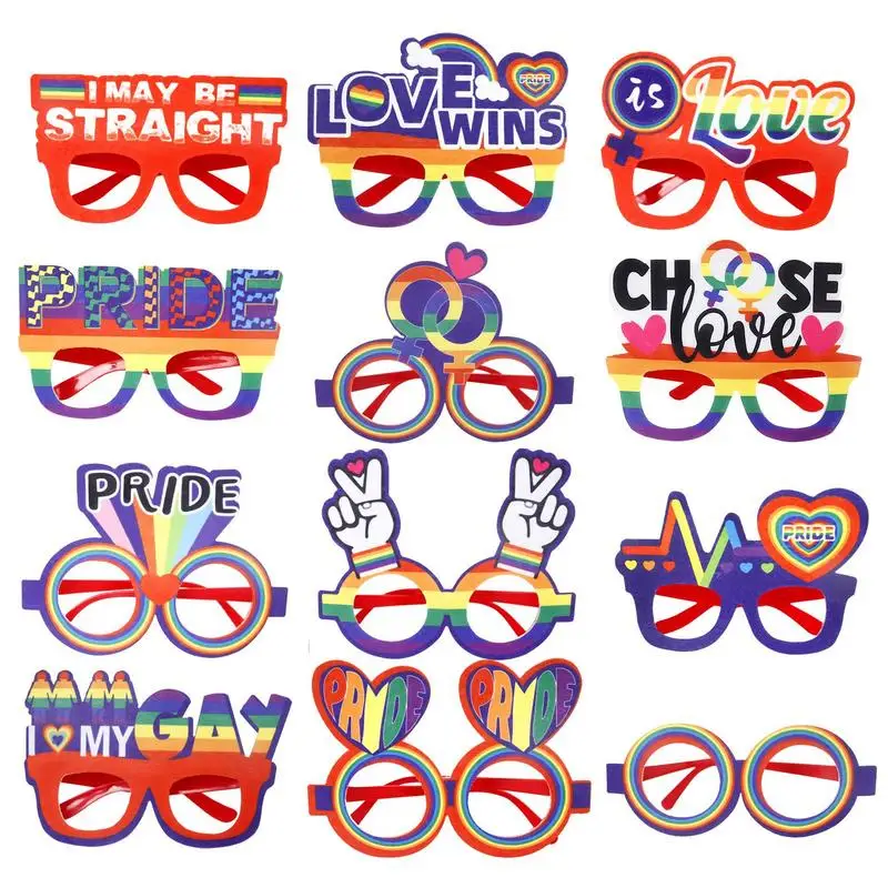 

Party Favor Paper Glasses 12PCS LGBTQ Adults Decorative Colored Rainbow Eyeglasses | Paper Eyewear for Festival Pride Days