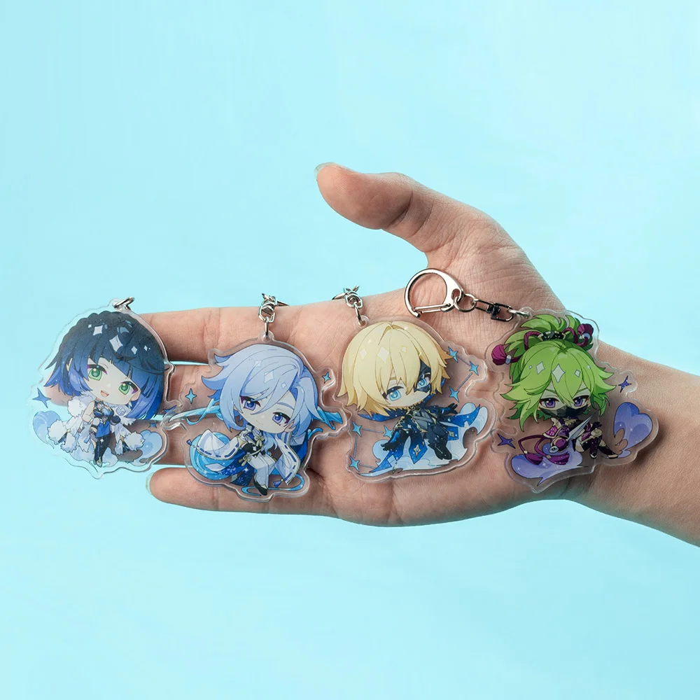 

Anime Genshin Impact Cosplay Baal Kazuha Yelan Ayato Kuki Dainsleif Ayaka Keychain Cute Character Pendant Fans Collection props