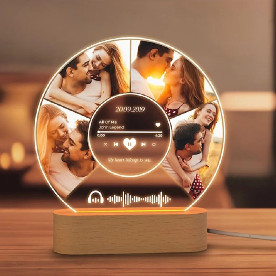 Персонализированная табличка Spotify Song с фотографией подарок на день рождения