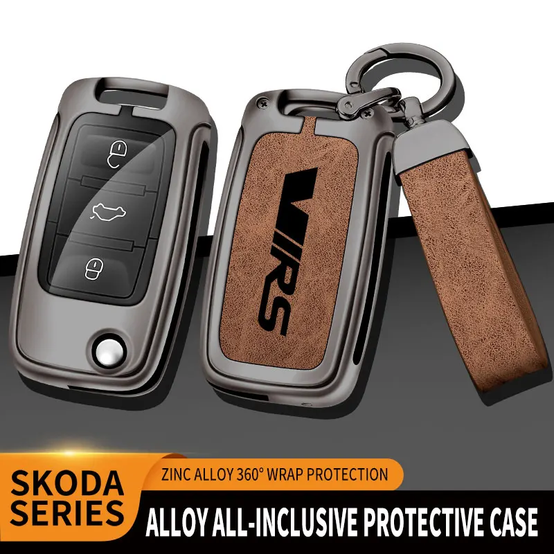 

Zinc Alloy Car Key Protection Cover For Skoda VRS Octavia Kamiq Kodiaq Karoq RS Superb Fabia Rapid Favorit For Škoda RS Key Case