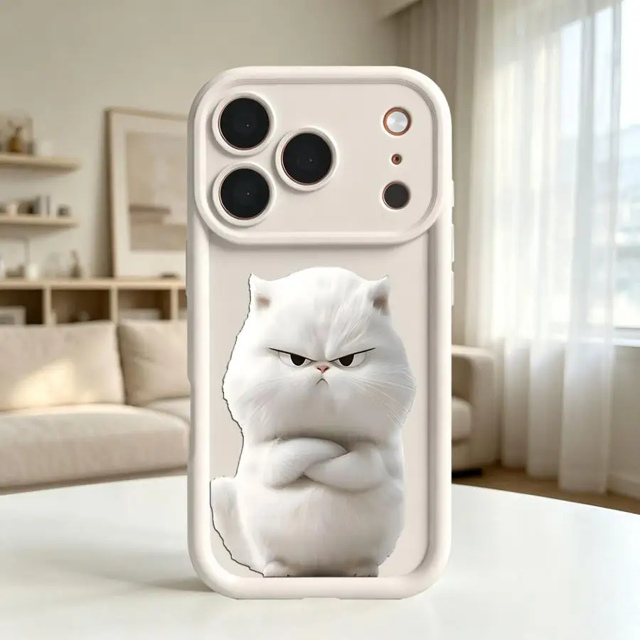 Чехол для телефона с мультяшным черным котом для Apple iPhone 17 Pro Max XS 12 16e 14 Plus 16 15 Air XR 13 Mini 11 (art.: 3920db256d612) - 3920db256d612