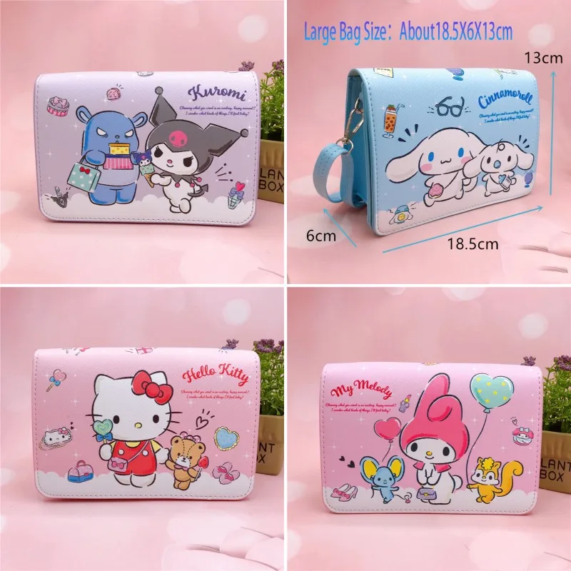 

Kawaii Sanrio My Melody Hello Kitty Pu Shoulder Bag Anime Kuromi Cinnamoroll Cartoon Magnetic Clasp Coin Purse Small Square Bag