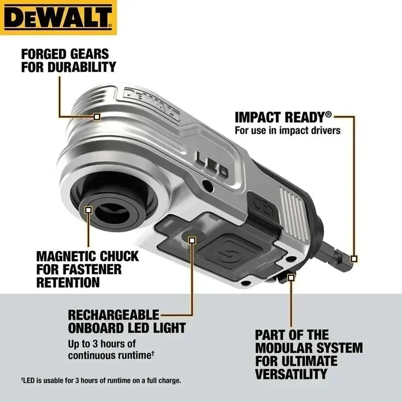 Фото DEWALT DWALRAFT FLEXTORQ ®   Прямоугольная насадка с подсветкой — светодиод с зарядкой через USB, для аккумуляторных дрелей, ремонта Dark-Space №3
