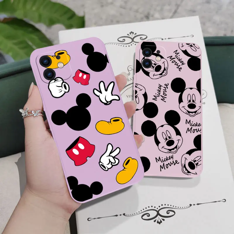 Cute Disney Mickey Mouse Phone Case For Samsung Galaxy S23 S22 S21 S20 Ultra Plus FE S10 4G S9 S10E Note 20 9 Plus With Lanyard