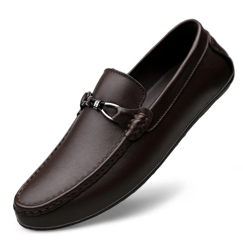 

2022 Casual Shoes Men Moccasins Mens Loafers Genuine Leather Boat Shoes High Quality Brand Soft Footwear Non-Slip Driving Shoes