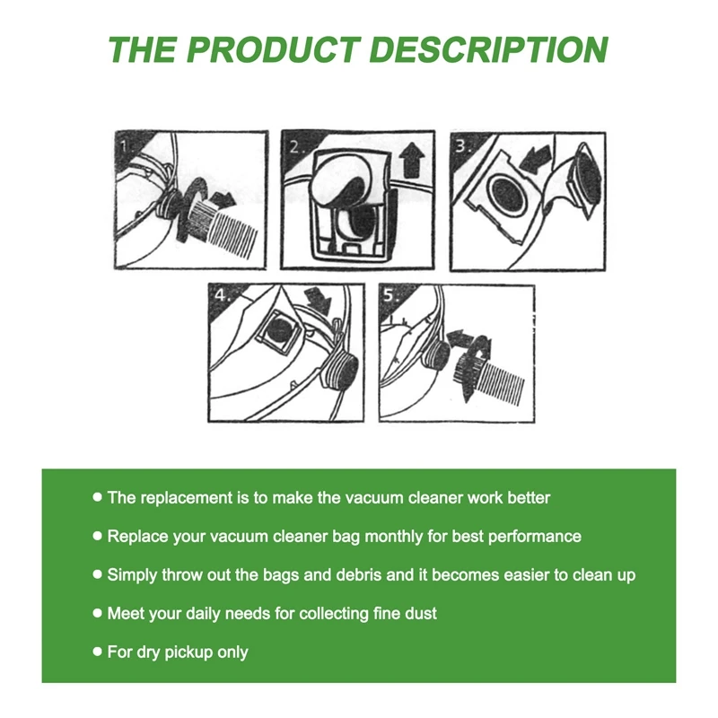 Пакеты для вакуумных фильтров 20 шт. в упаковке подходят магазинов мокрых и сухих 5