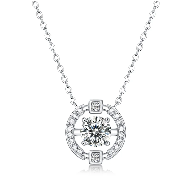 

925 Silver Moissanite Smart Necklace Round Rotary Pendant Fashion Charm Personality 2022 New Women's Accessories Wholesale Party