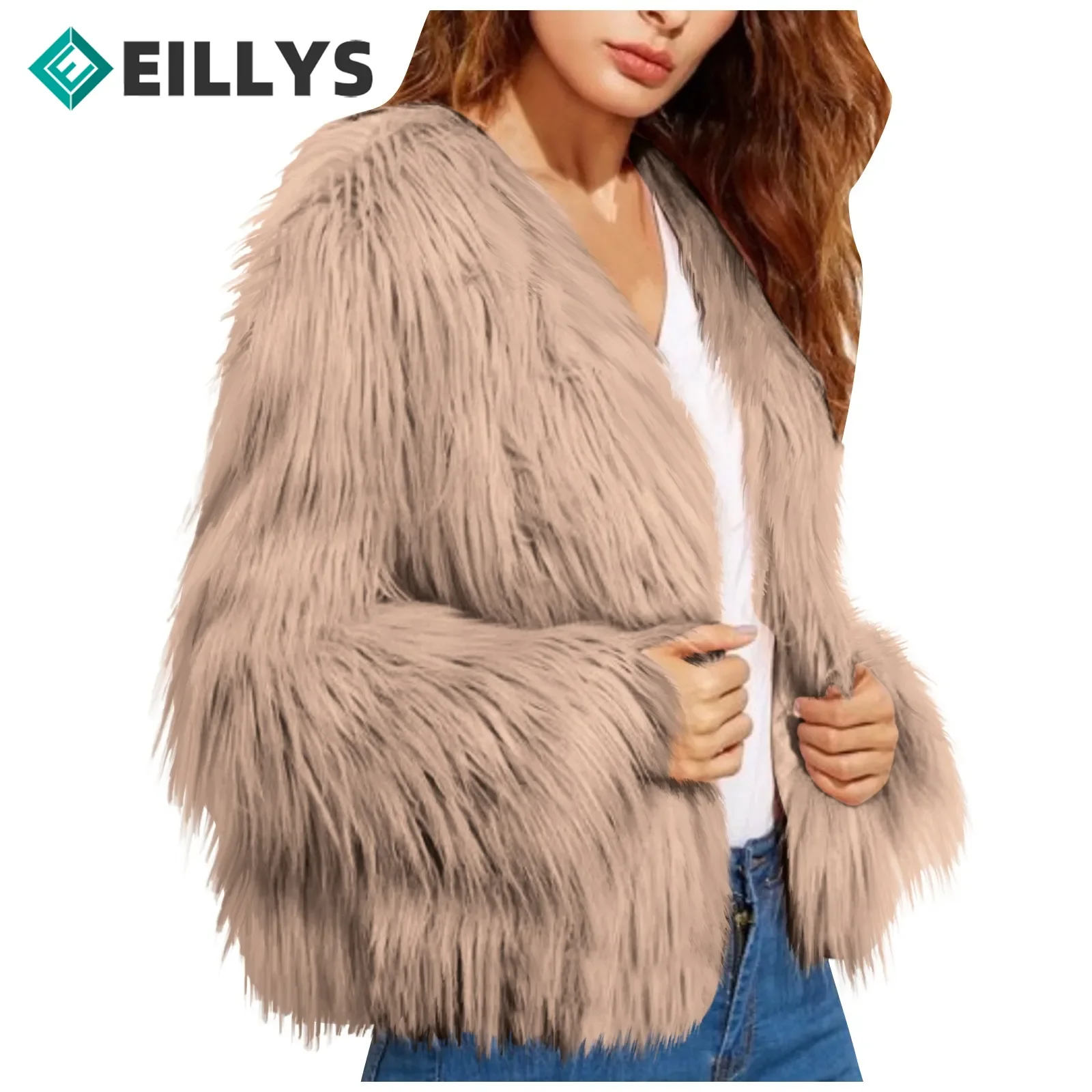 

Autumn Winter Shaggy Outerwear Colorful Warm Women Faux Fur Coat Female Jacket Fur Warm Cardigan Coat Loose Black Red Plush Coat