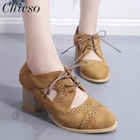 retro sandals women 2022 summer new pointed toe ladies lace up chunky shoes home office female british style shoes 35 43