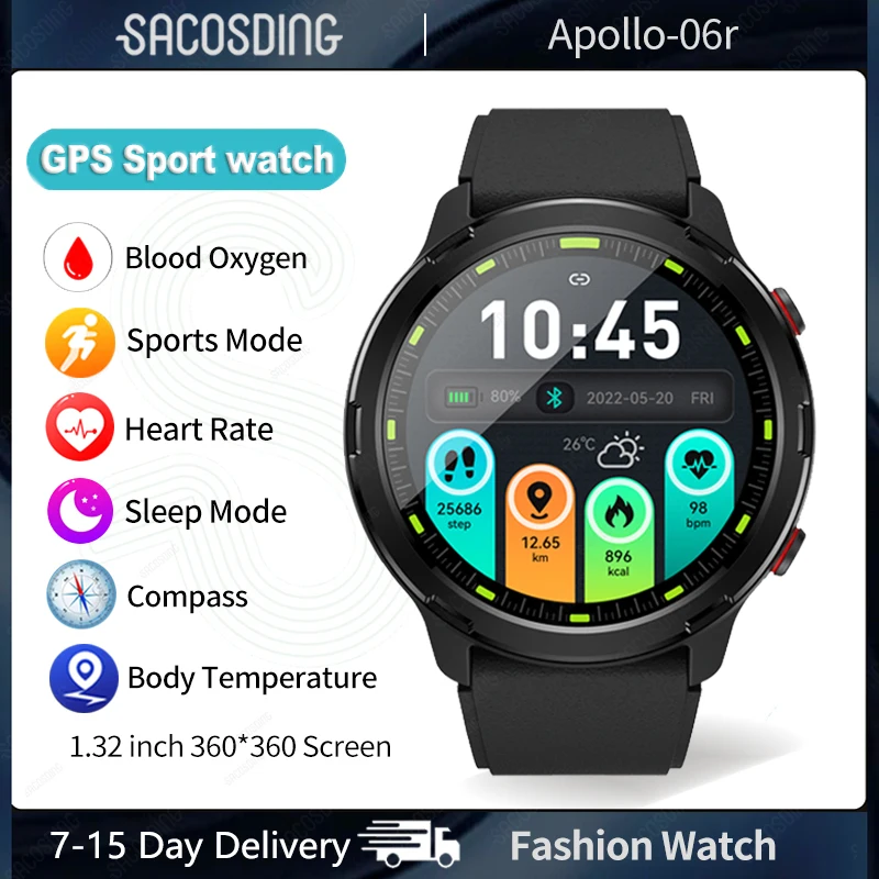 

2023 New GPS Fashion Sports Smart Watch Men Heart Rate Blood Pressure Blood Oxygen Monitor Clock IP68 Waterproof Smart Watch