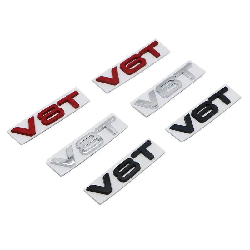 

Car Styling 3D Metal V6T V8T V6 V8 T Fender Side Body Emblem Tail Trunk Fender Badge Sticker For Audi A4 A3 A5 A6 A1 Q3 Q5 Q7