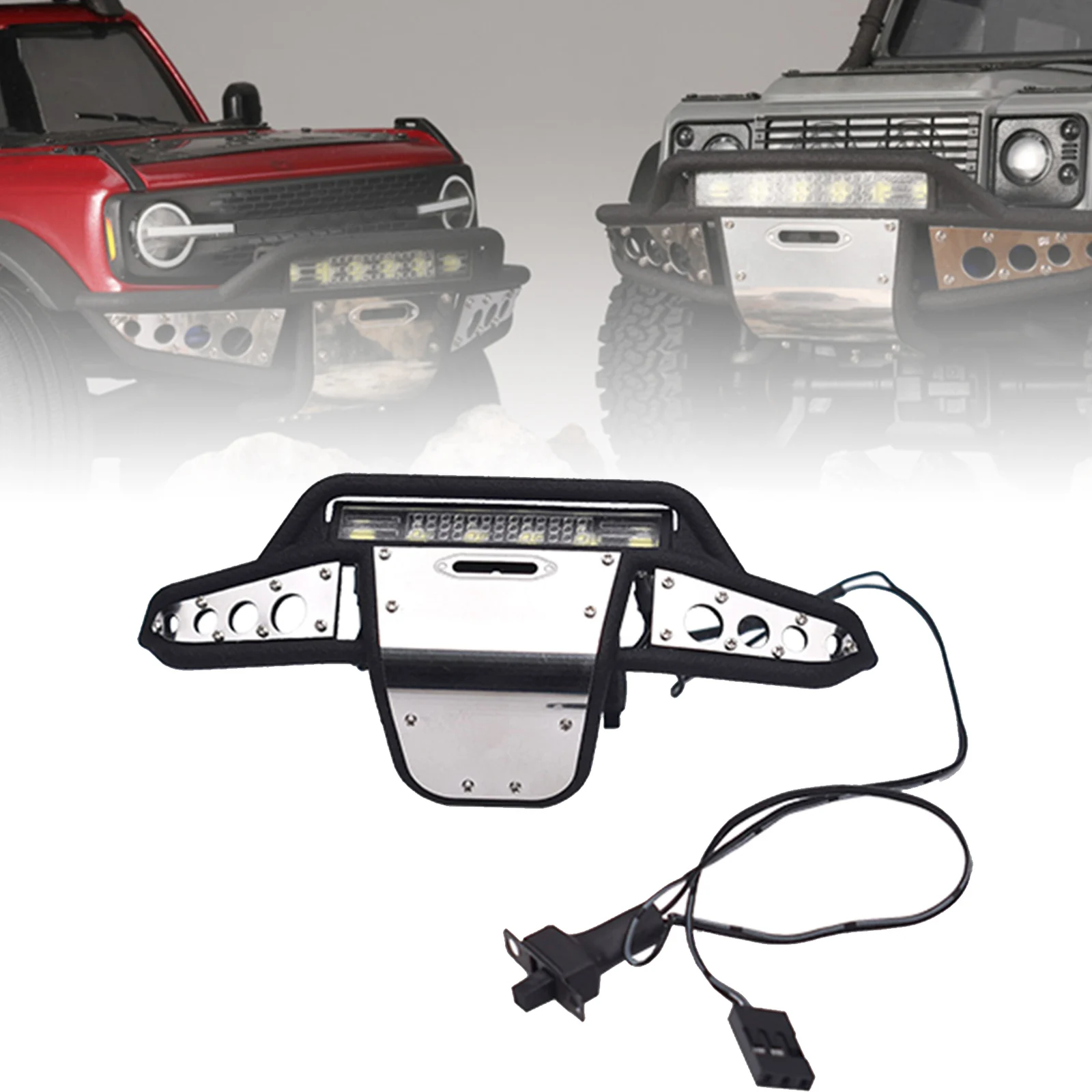 RCTOYFUN металлический передний бампер со светодиодной подсветкой для TRAXXAS 1/18 TRX4M RC автомобиль игрушка обновленные детали 97074 97054 RCTOYFUN металлический передний бампер со светодиодной подсветкой для TRAXXAS 1/18 TRX4M RC автомобиль игрушка обновленные детали 97074 97054